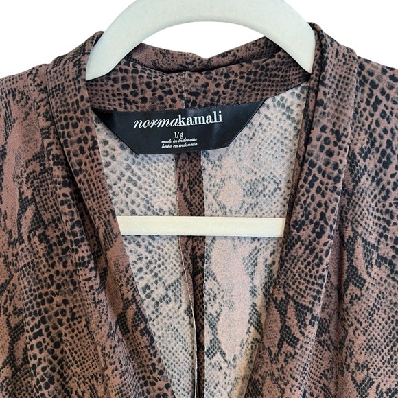 Norma Kamali Wrap Front Ruched Dress Cocoa Python Large Contemporary Office Chic - Picture 2 of 5